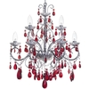 Vara 9 Light Bathroom Chandelier with Red Crystals - Chrome