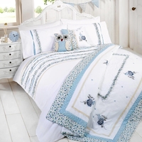 Vintage Ruffle Single Duvet Set - Blue