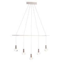 Visconte Splendere 5 Light Adjustable Ceiling Pendant Bar - Nickel & Glitter Glass