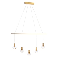 Visconte Splendere 5 Light Bar Adjustable Ceiling Pendant - Brass & Clear Glitter Glass