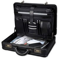 Alassio Attache Case and Removable Laptop Sleeve Imitation Leather Expandable Black Ref 45039