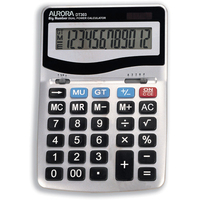 Aurora Calculator Desktop Battery/Solar-power 12 Digit 3 Key Memory 133x198x34mm Ref DT303