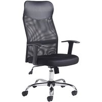 Aurora High Back Mesh Chair With Crome Base And Fixed Arms - Black