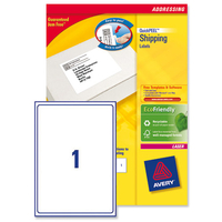 Avery Addressing Labels Laser Jam-free 1 per Sheet 199.6x289.1mm White Ref L7167-40 [40 Labels]