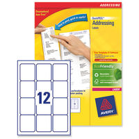 Avery Addressing Labels Laser Jam-free 12 per Sheet 63.5x72mm White Ref L7164-250 [3000 Labels]