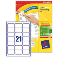 Avery Addressing Labels Laser Jam-free 21 per Sheet 63.5x38.1mm White Ref L7160-40 [840 Labels]