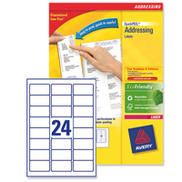 Avery Addressing Labels Laser Jam-free 24 per Sheet 63.5x33.9mm White Ref L7159-100 [2400 Labels]
