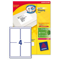Avery Addressing Labels Laser Jam-free 4 per Sheet 139x99.1mm White Ref L7169-250 [1000 Labels]