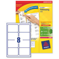 Avery Addressing Labels Laser Jam-free 8 per Sheet 99.1x67.7mm White Ref L7165-250 [2000 Labels]