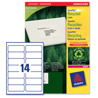 Avery Addressing Labels Laser Recycled 14 per Sheet 99.1x38.1mm White Ref LR7163-100 [1400 Labels]