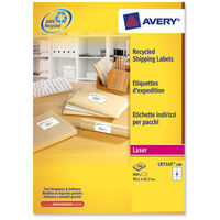 Avery Addressing Labels Laser Recycled 8 per Sheet 99.1x67.7mm White Ref LR7165-100 [800 Labels]
