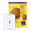 Avery CD/DVD Labels Laser Colour 2 per Sheet Dia.117mm DVD-safe Matt White Ref L7776-25 [50 Labels]