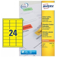 Avery Coloured Labels Laser 24 per Sheet 63.5x33.9mm Yellow Ref L6035-20 [480 Labels]