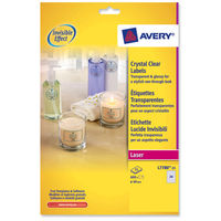 Avery Crystal Clear Labels Laser Circular 24 per Sheet Dia.40mmTransparent Ref L7780-25 [600 Labels]