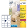 Avery Crystal Clear Labels Laser Durable 21 per Sheet 63.5x38.1mmTransparent Ref L7782-25 [525 Labels]