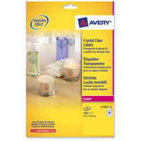 Avery Crystal Clear Labels Laser Durable 40 per Sheet 45.7x25.4mmTransparent Ref L7781-25 [1000 Labels]