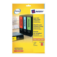 Avery Filing Labels Laser Lever Arch 4 per Sheet 200x60mm Assorted Ref L7171A-20 [80 Labels]