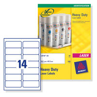 Avery Heavy Duty Labels Laser 14 per Sheet 99.1x38.1mm White Ref L7063-20 [280 Labels]