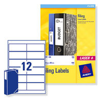 Avery Laser and Inkjet Filing Labels for 60mm Box Files 12 per Sheet 41x100mm Ref L7176-25 [300 Labels]