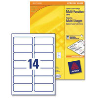 Avery Multifunction Copier Labels 14 per Sheet 105x42.3mm White Ref 3653 [1400 Labels]