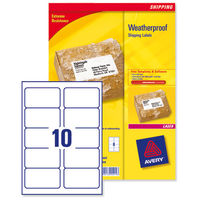 Avery Weatherproof Shipping Labels Laser 10 per Sheet 99.1x57mm White Ref L7992-25 [250 Labels]