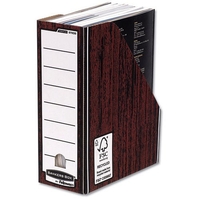 Bankers Box by Fellowes Premium Magazine File Fastfold A4 Plus Woodgrain Ref 0723302 [Pack 10]