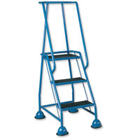Barton Mobile Steps on Retractable Castors Double Handrails Three Tread W820xD550xH1420mm Ref LWHCS/3