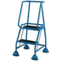 Barton Mobile Steps on Retractable Castors Double Handrails Two Tread W690xD575xH1085mm Ref LWHCS/2