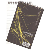 Cambridge Notebook Recycled Wirebound 70gsm Headbound Ruled 160pp 200x125mm Ref 100080468 [Pack 10]