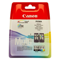 Canon PG-510/CL-511 Inkjet Cartridge Page Life 220 Black 224 Colour Ref 2970B010 [Pack 2]