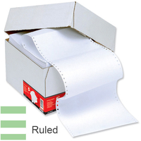 Computer Listing Paper - 1 Part - 11 inch x 368mm - White and Green Ruled - 70gsm - Box (2000 Sheets)