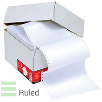 Computer Listing Paper - 1 Part - 11 inch x 368mm - White and Green Ruled - Box (2000 Sheets)