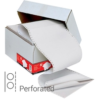 Computer Listing Paper - 3 Part - 11 inch x 241mm - Perforated - Plain White - Box (1000 Sheets)