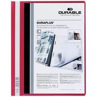Durable Duraplus"ation Filing Folder PVC with Clear Title Pocket A4 Red Ref 2579/03 [Pack 25]