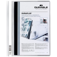 Durable Duraplus"ation Filing Folder PVC with Clear Title Pocket A4 White Ref 2579/02 [Pack 25]
