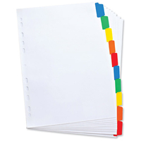 Elba Dividers Europunched 10-Part with Coloured Tabs A4 White Ref 100204941