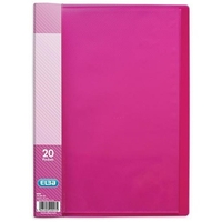 Elba Snap Display Book Polypropylene 20 Clear Pockets A4 Pink Ref 100080762