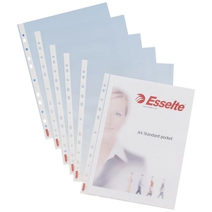 Esselte Standard Pocket Polypropylene Multipunched Top-opening A4 Clear Ref 23753 [Pack 100]