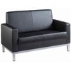 Helsinki 2 Seat Leather Faced Sofa - Black