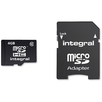 Integral Micro SDHC Media Memory Card with SD Adaptor Capacity 4GB Ref INMSDH4G10-20V2