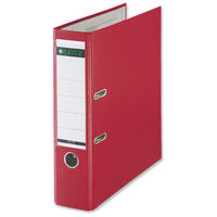 Leitz Lever Arch File Plastic 80mm Spine Foolscap Red Ref 11101025 [Pack 10]