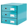 Leitz WOW Click and Store 3 Drawer Cabinet Collapsible A4 Ice Blue Ref 60480051