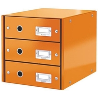 Leitz WOW Click and Store 3 Drawer Cabinet Collapsible A4 Orange Ref 60480044