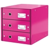 Leitz WOW Click and Store 3 Drawer Cabinet Collapsible A4 Pink Ref 60480023