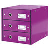 Leitz WOW Click and Store 3 Drawer Cabinet Collapsible A4 Purple Ref 60480062