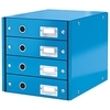 Leitz WOW Click and Store 4 Drawer Cabinet Collapsible A4 Blue Ref 60490036