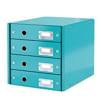 Leitz WOW Click and Store 4 Drawer Cabinet Collapsible A4 Ice Blue Ref 60490051
