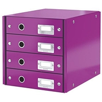 Leitz WOW Click and Store 4 Drawer Cabinet Collapsible A4 Ice Purple Ref 60490062