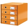 Leitz WOW Click and Store 4 Drawer Cabinet Collapsible A4 Orange Ref 60490044