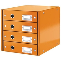 Leitz WOW Click and Store 4 Drawer Cabinet Collapsible A4 Orange Ref 60490044